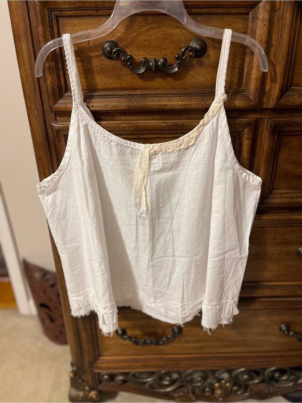 Cream Lace-Trim Spaghetti Strap Camisole